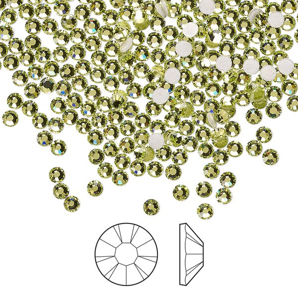 Flat back 144pk limecicle foil back, Preciosa MAXIMA Czech crystal hotfix rhinestone 2.3-2.5mm chaton rose round SS8 image number 0