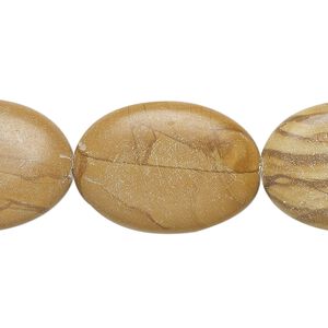 Wooden jasper 1pkg1, puffed oval bead natural 15 inch 24x17mm-25x18mm