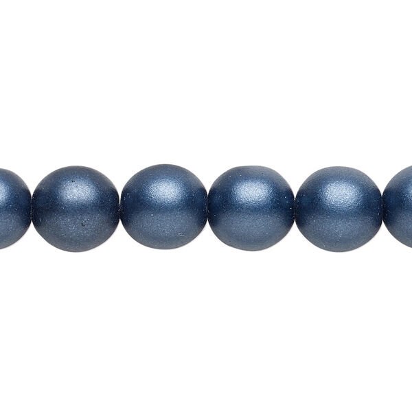 Bead, Czech glass druk, opaque satin dark blue, 10mm round. Sold per 15-1/2" to 16" strand. image number 0