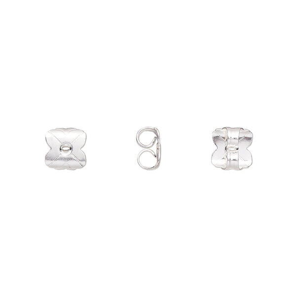 Earnut, silver-plated brass, 6x6mm clover. Sold per pkg of 10 pairs. image number 0