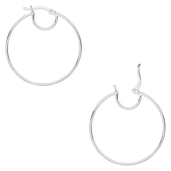 Hoop, sterling silver, 35mm round with closed loop, 19 gauge. Sold per pair. image number 0