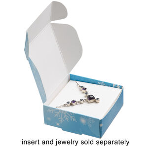 Box, paper, multicolored, 3x3x1-inch unassembled square with Santa Claus and snowflakes. Sold per pkg of 10.