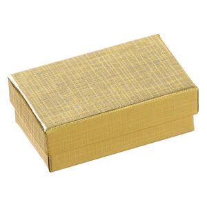 Box 1pkg10, paper and "cotton" filled, gold, 2-1/2 x 1-1/2 x 7/8 inches rectangle