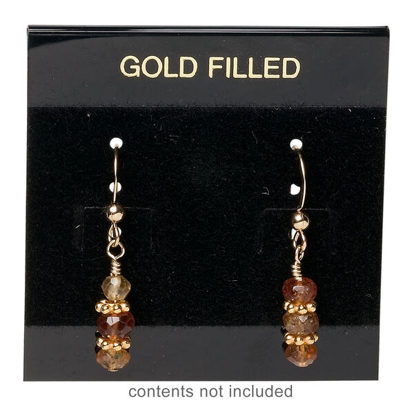 Earring card, flocked plastic, black and gold, 2x2-inch square with "GOLD FILLED." Sold per pkg of 100. image number 1