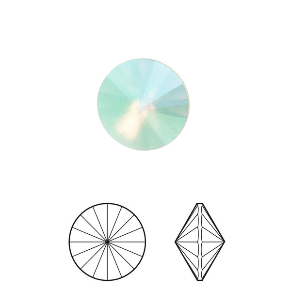 Chaton 2pk chrysolite pastel foil back, Crystal Passions® 12mm rivoli 1122 image number 0