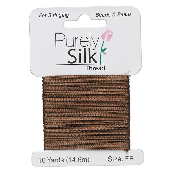 Thread, Purely Silk™, chestnut, size FF. Sold per 16-yard card. image number 0