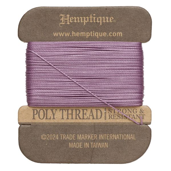 Thread, Hemptique®, polyester, pkg/32 yards, plum, 0.45mm 3-ply round. image number 0