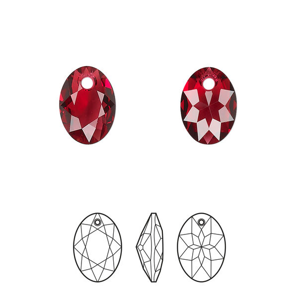 Drop 2pk scarlet, Crystal Passions® 11.5mm pendant elliptic cut 6438 image number 0