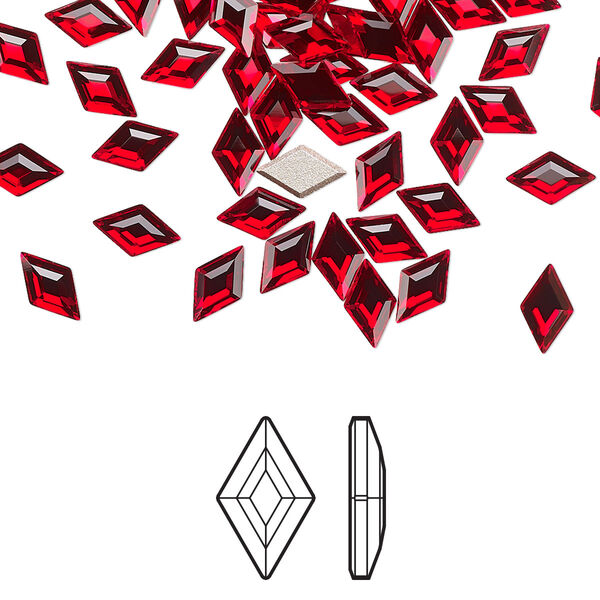 Flat back 6pk light Siam foil back, Crystal Passions® 6.6x3.9mm diamond 2773 image number 0