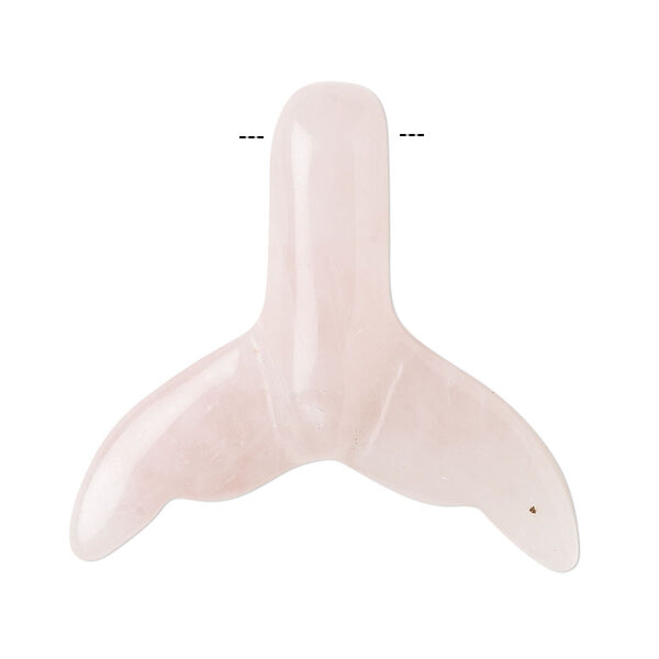 Rose quartz 1pkg1, side-drilled double-sided carved whale tail focal natural B grade, 34x32mm image number 0