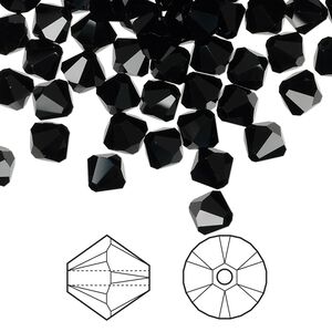 Bead 360pk jet, Swarovski® 6mm XILION bicone 5328