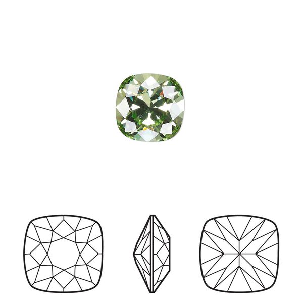 Fancy stone 144pk peridot foil back, Swarovski® ReCreated™ 10mm cushion 4470 image number 0