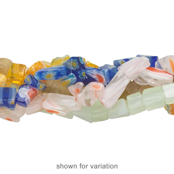 Bead mix, glass / millefiori glass / cat's eye glass, mixed colors, small chip. Sold per pkg of (5) 34-inch strands. image number 3