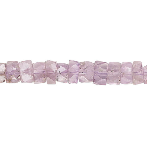 Bead, amethyst (natural), 6x3mm-7x5mm hand-cut faceted heishi, B- grade, Mohs hardness 7. Sold per 14-inch strand, approximately 95 beads. image number 0