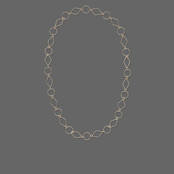Necklace, 14Kt gold-filled, 21x14mm diamond and 14mm round linked with 6x4 oval, 24-inch continuous loop. Sold individually. image number 0