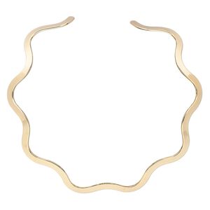 Neckwire, gold-plated brass, 5mm flat wavy, 15 inches. Sold individually.