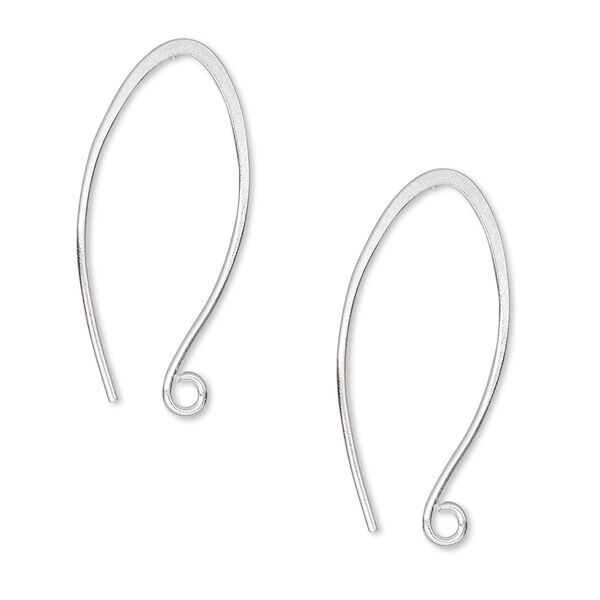 Ear wire, Hill Tribes, sterling silver, 28mm marquise with open loop, 19 gauge. Sold per pair. image number 0