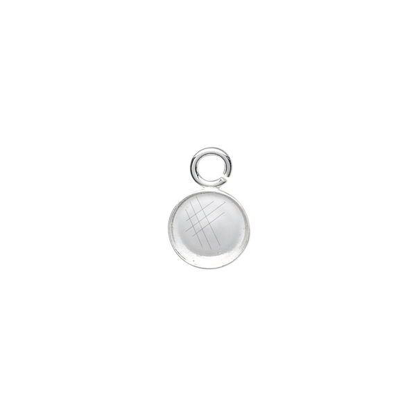 Drop, fine silver, 9mm round with 8mm round bezel cup setting and open loop. Sold per pkg of 4. image number 0