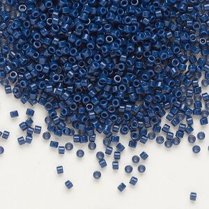 Seed bead, Delica®, glass, pkg/7.5g, #11 round, Duracoat® opaque outside dyed navy blue (DB-2143).