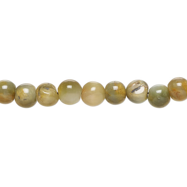 Cat's eye quartz 1pkg1, hand-cut round bead natural, 13 inch 5-6mm image number 0