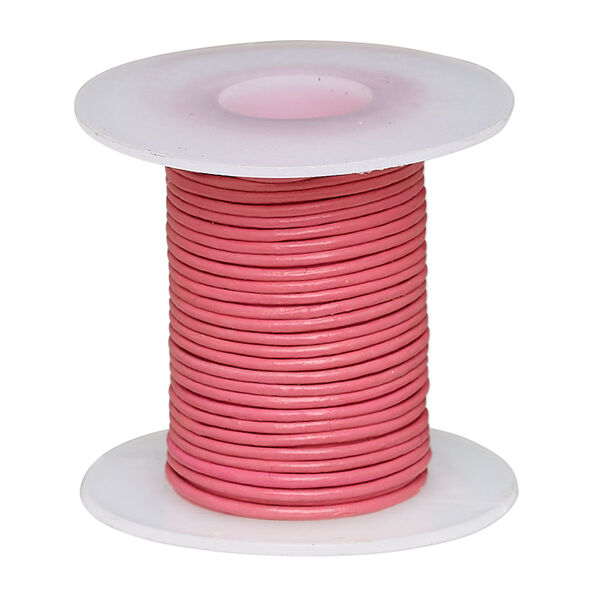 Cord, leather (dyed), pink, 0.5-0.8mm round. Sold per 5-yard spool. image number 0