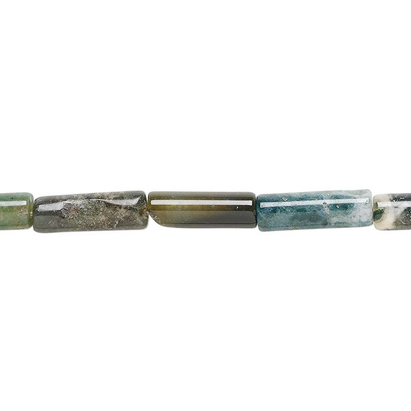 Moss agate 1pkg1, tube bead natural B grade, 15.5-16 inch 13x4mm image number 0