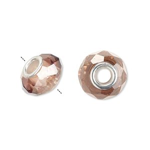 Bead 10pk 32 facets medium purple silver plate, Celestial Crystal® Dione® 14x9mm rondelle