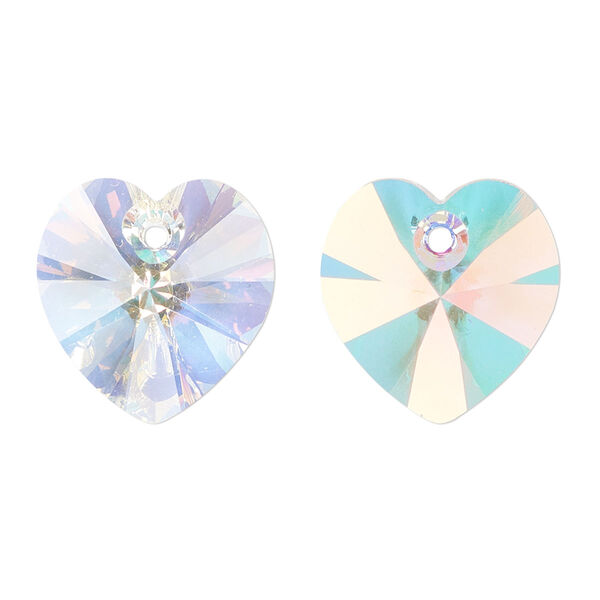 Drop 2pk crystal AB, Preciosa Czech crystal 18mm pendant heart image number 0