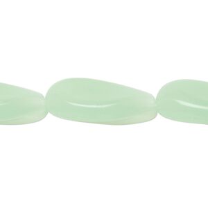 Bead, glass, translucent seafoam green, 23x12mm-24x13mm paisley. Sold per 13-inch strand, approximately 10 beads.