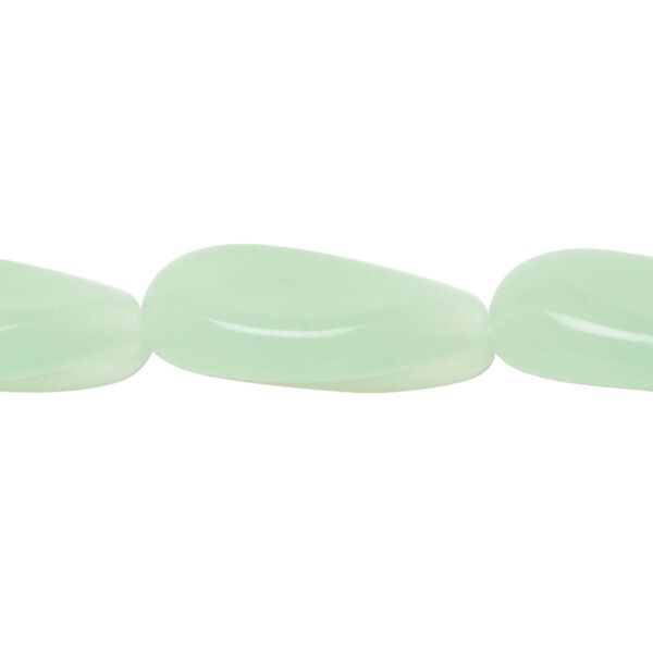 Bead, glass, translucent seafoam green, 23x12mm-24x13mm paisley. Sold per 13-inch strand, approximately 10 beads. image number 0
