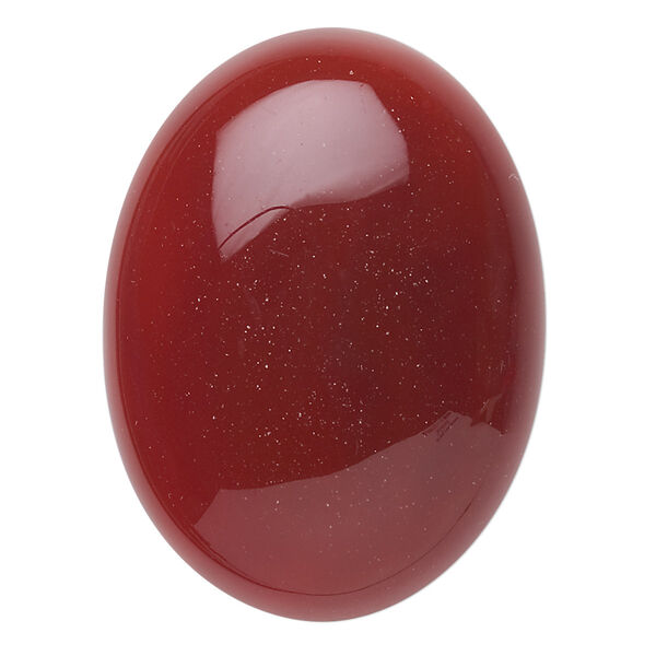 Cabochon, red agate (dyed / heated), 40x30mm calibrated oval, B grade, Mohs hardness 7. Sold individually. image number 0