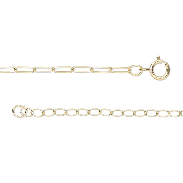 Chain, 14Kt gold-filled, 1.8mm elongated cable, 16 inches with 2-inch extender chain and springring clasp. Sold individually. image number 0