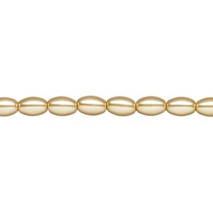 Pearl 1pk champagne, Celestial Crystal® 6x4mm rice 15.5-16 inch