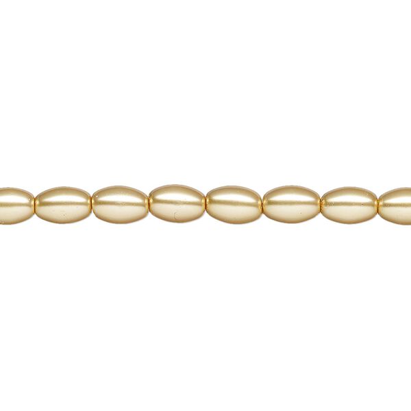 Pearl 1pk champagne, Celestial Crystal® 6x4mm rice 15.5-16 inch image number 0