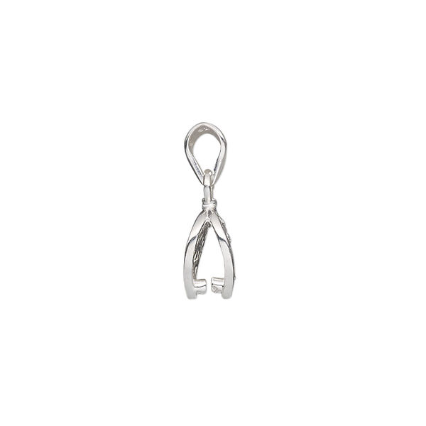 Bail, ice-pick, sterling silver, 9x7mm leaf with 4.5mm grip length. Sold individually. image number 1