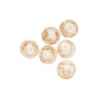 Bead, lampworked glass, clear /opaque white/ glow-in-the-dark / gold, 8mm round. Sold per pkg of 6. image number 0