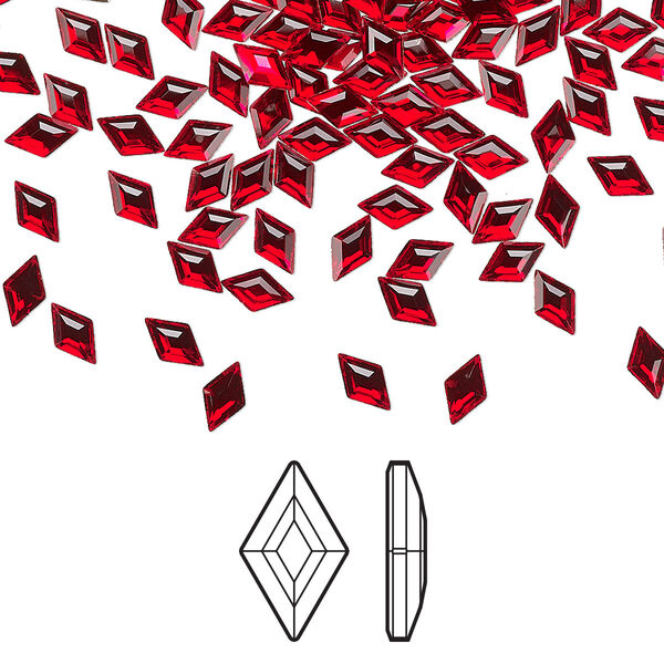 Flat back 24pk light Siam foil back, Crystal Passions® 5x3mm diamond 2773 image number 0