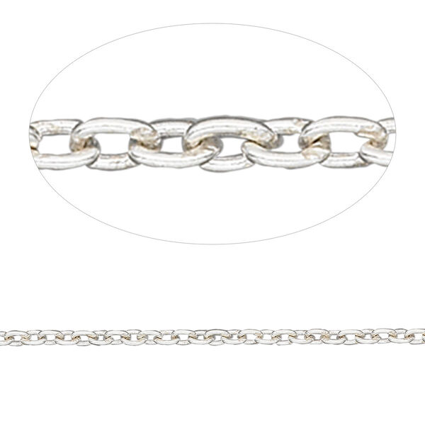 Chain, sterling silver, 1.6mm cable. Sold per pkg of approximately pkg of 5 feet. image number 0