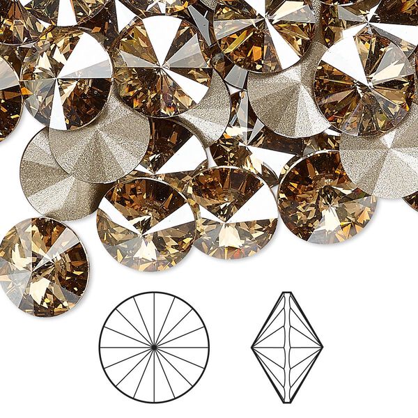 Chaton 48pk crystal golden shadow foil back, Crystal Passions® 10.54-10.91mm rivoli SS47 1122 image number 0