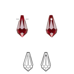 Drop 288pk Siam, Swarovski® 13x6.5mm pendant teardrop 6000