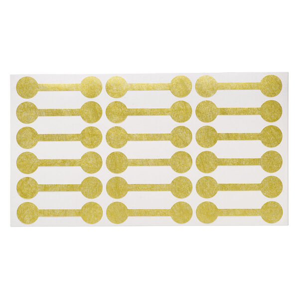 Jewelry tag, Rhino Skin DuPont™ Tyvek®, polyethylene, gold, 7/16 inches round, 1-7/8 inches overall. Sold per pkg of 1,000. image number 0