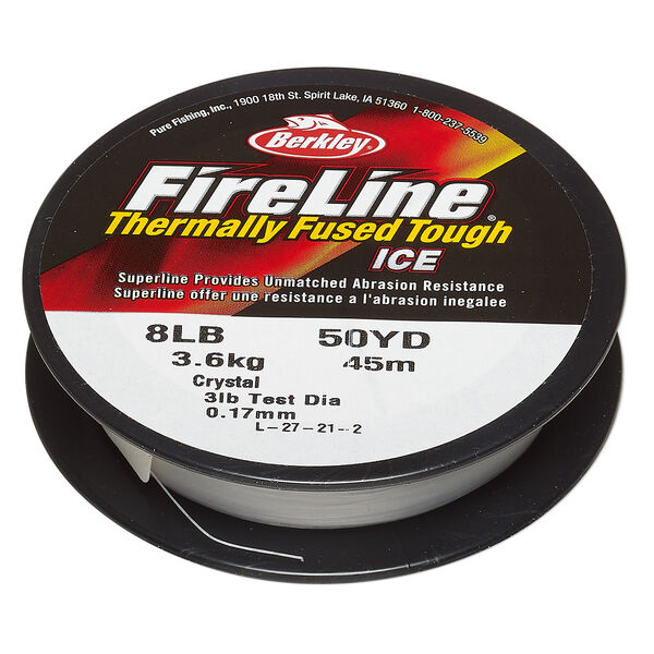 Thread, Berkley® FireLine®, high-modulus polyethylene, 8-fiber braid, crystal, 0.17mm diameter, 8-pound test. Sold per 50-yard spool. image number 0