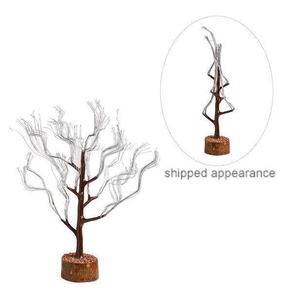 Component, galvanized steel / gum arabic tree / multi-gemstone (natural / dyed / heated) / epoxy / felt, multicolored, 16x5-inch to 18x5-inch tree. Sold individually. image number 0