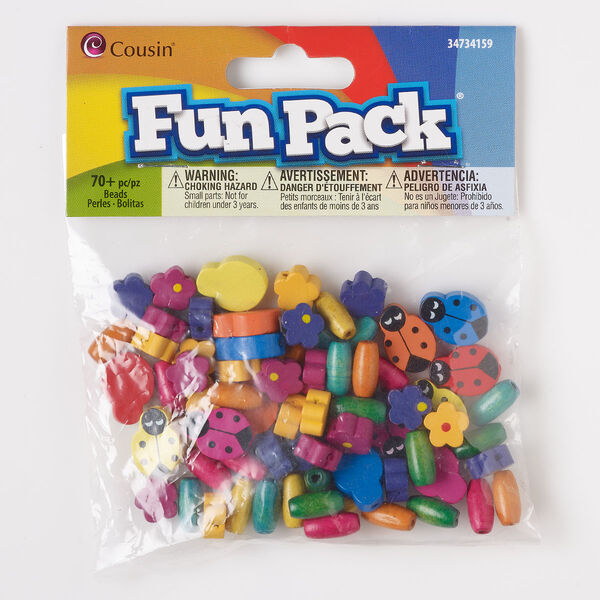 Bead mix, painted wood, mixed colors. Sold per pkg of 70. image number 0