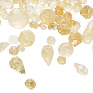 Brandy citrine / citrine 1pkg1, hand-cut top-drilled / center-drilled faceted mixed shapes bead 1 oz mix 2x1mm-10mm