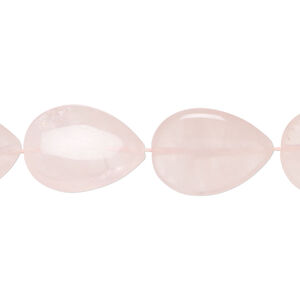 Rose quartz 1pkg1, puffed teardrop bead natural, 15 inch 17x13mm-18x14mm