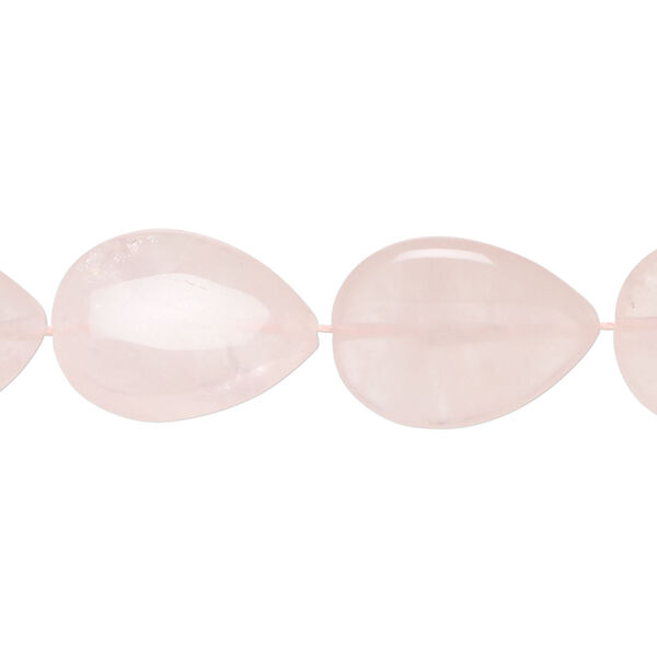 Rose quartz 1pkg1, puffed teardrop bead natural, 15 inch 17x13mm-18x14mm image number 0