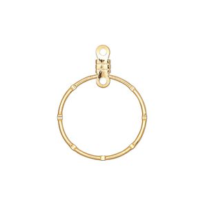 Beading hoop, gold-plated steel, 20mm notched round with closed loop. Sold per pkg of 10.