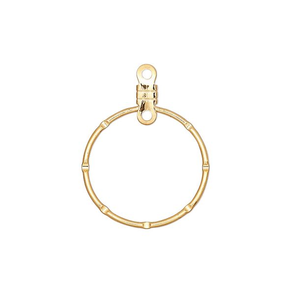 Beading hoop, gold-plated steel, 20mm notched round with closed loop. Sold per pkg of 10. image number 0