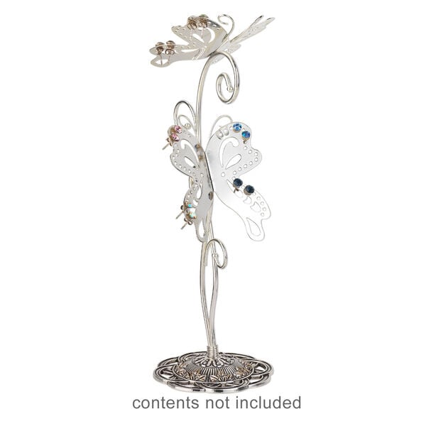 Display, silver-finished steel and antiqued silver-finished "pewter" (zinc-based alloy), 9 x 2-1/2 x 3 inch double butterfly. Sold individually. image number 2